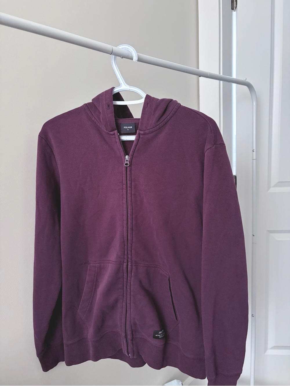 POLHAM Plum Burgundy Full Zip Hoodie | Korean Brand